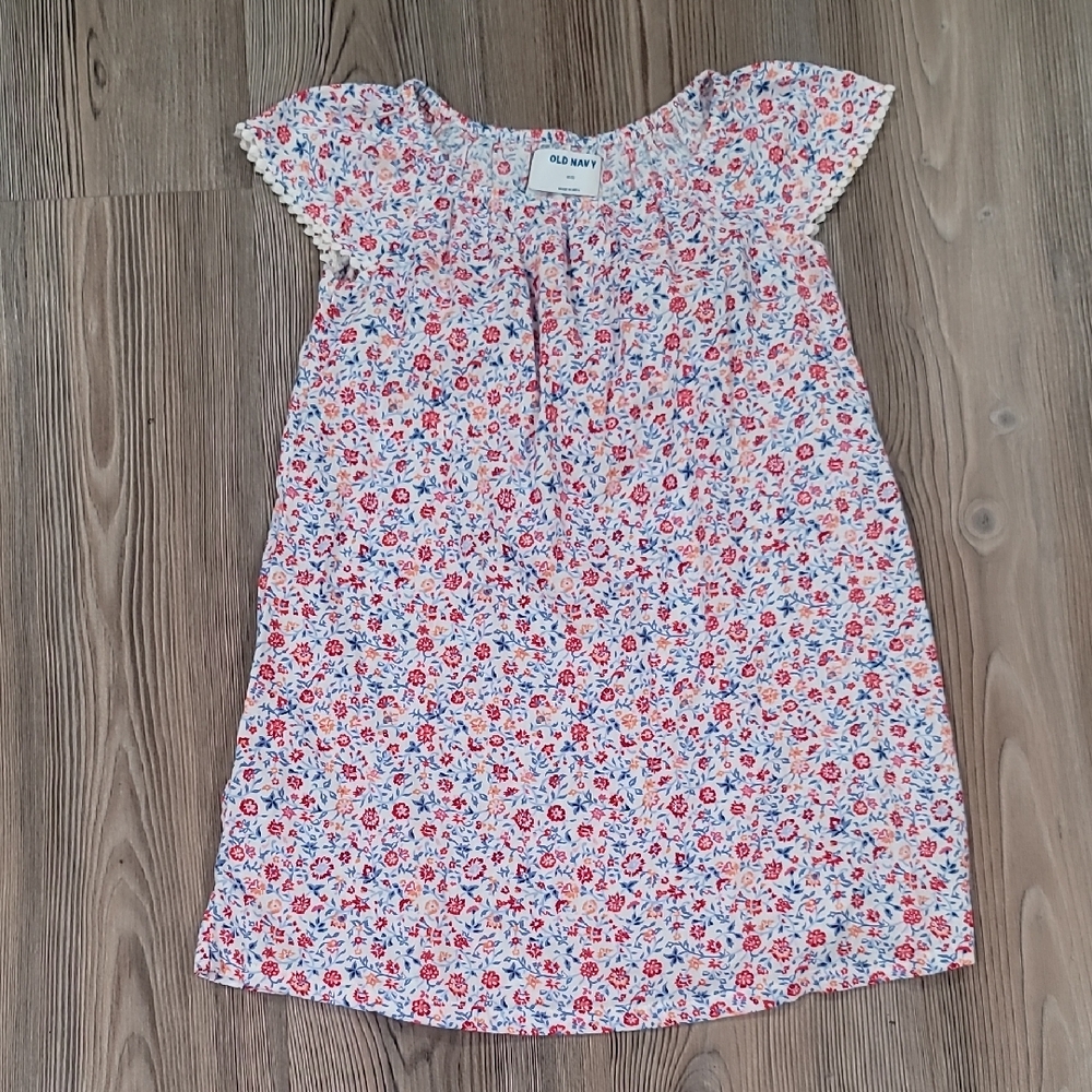 Old Navy Red and Blue Floral Dress